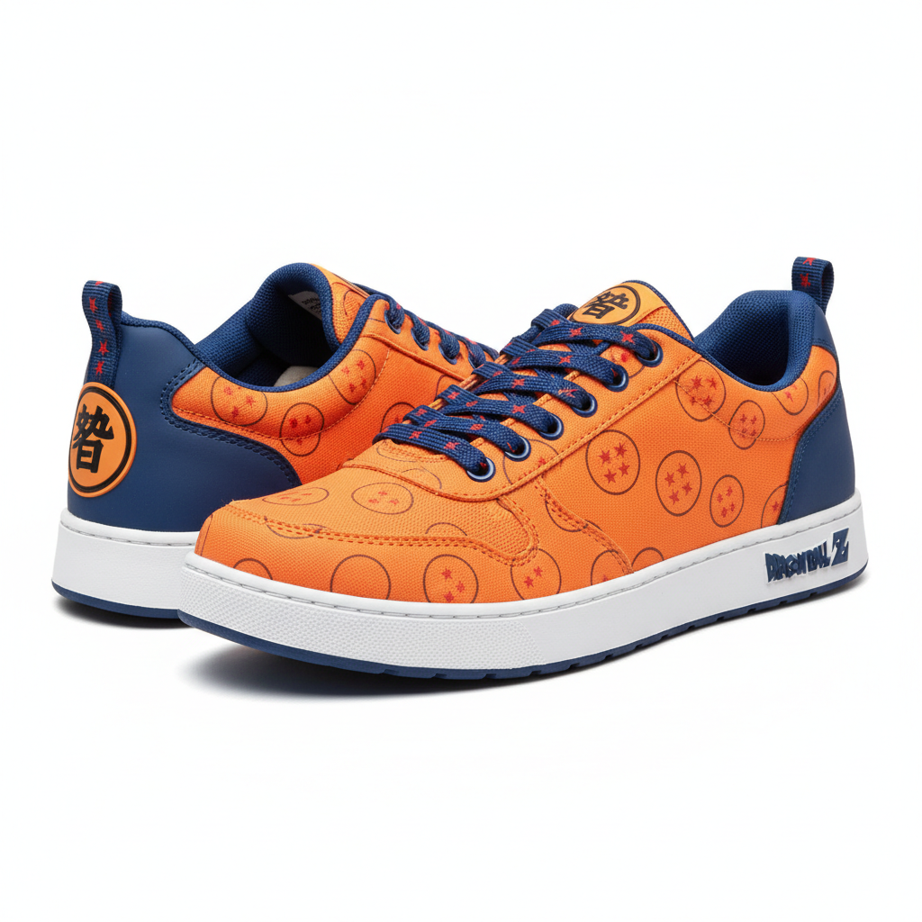 Dragon Ball Z Saiyan Casual Sneakers – orange and blue anime low-top shoes